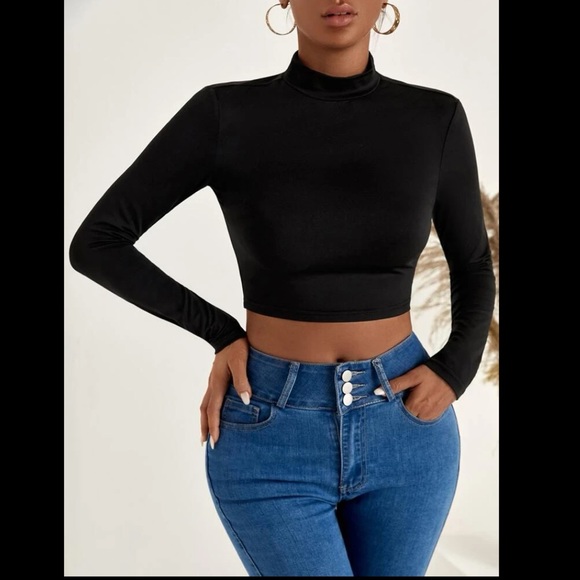 🔥 Lace Up Backless Mock Neck Top - Picture 2 of 3